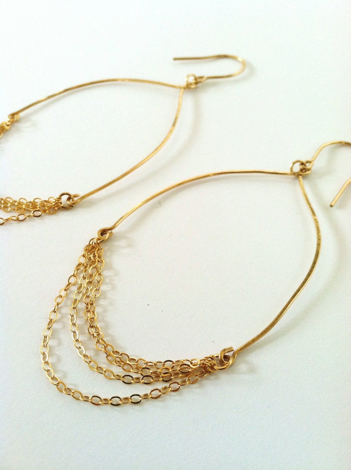 Gold Chain and Wire Hoop Earrings