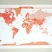 World Map - Peach Pink - modern design print 13x19