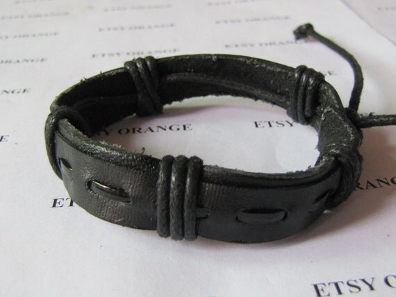 Real Leather and Multicolour Cotton Rope Woven Bracelets Adjustable 346S
