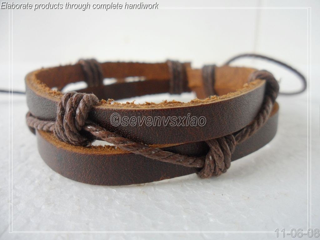 Leather and Rope Woven Bracelets Adjustable  46S