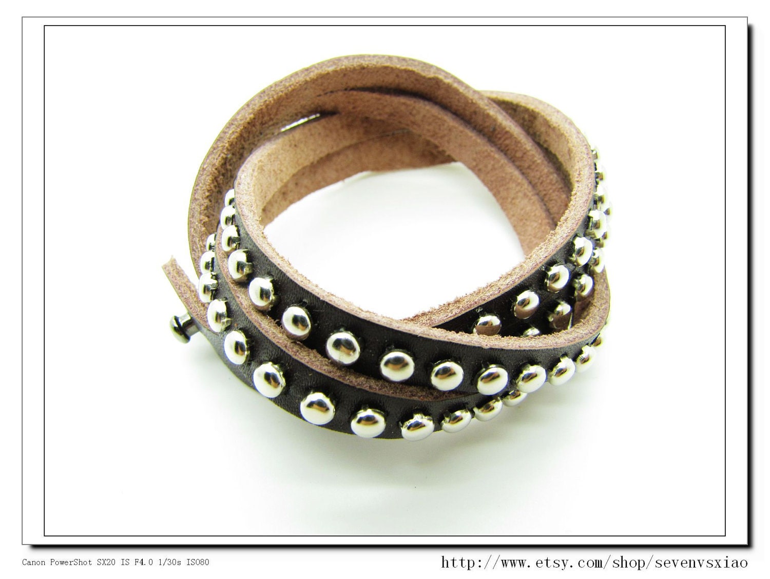Cool Adjustable hand-made Brown Leather stainless steel Rivets bracelet womens bracelet cool bracelet 212S