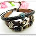 Adjustable Blue Owl bracelets Cuff made of Leather and Color Wooden Beads unisex bracelet cuff bracelet Jewelry Bangle bracelet 685S1