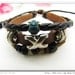 Adjustable Blue Owl bracelets Cuff made of Leather and Color Wooden Beads unisex bracelet cuff bracelet Jewelry Bangle bracelet 685S1