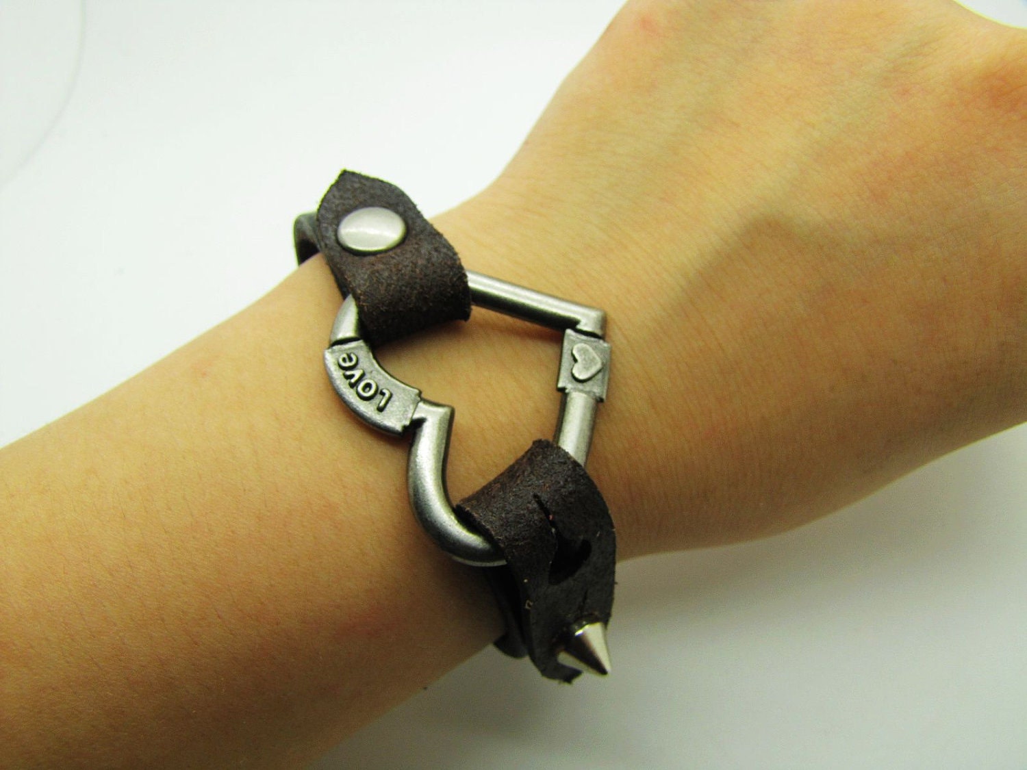 Adjustable Bracelet Leather Bracelet Love You Love Me Brown Bracelet Cool Bracelet Unisex Bracelet mens bracelet women bracelet 758S