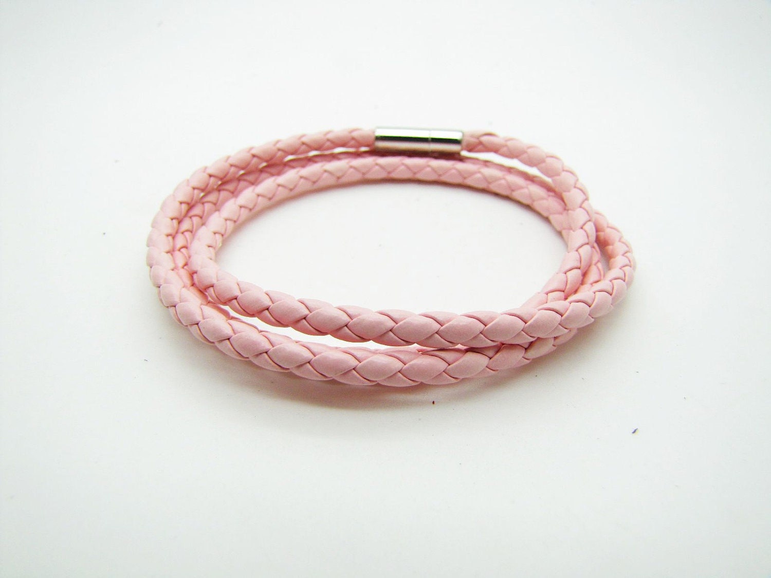 3 Circles Pink Leather Bracelet Adjustable Cuff mens bracelet women bracelet unisex bracelet cuff bracelet 869S