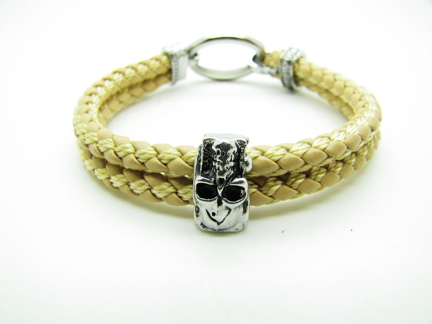 White Leather Bracelet  Buckle Bracelet  Bracelet Cool Bracelet Mens Bracelets unisex Bracelet Womens Bracelet 874S