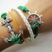 Adjustable Vintage Silver Bacelet Green Anchor Bracelet With Ropes Cuff Bracelet Vintage bracelet Jewelry Bangle 912S