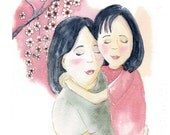 Motherhood Illustration Print  "Heartwarming" 8x10inch Wall Art
