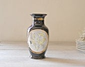 Vintage CHOKIN Vase, Gold and silver Japanese Art on Porcelain, Made in Japan