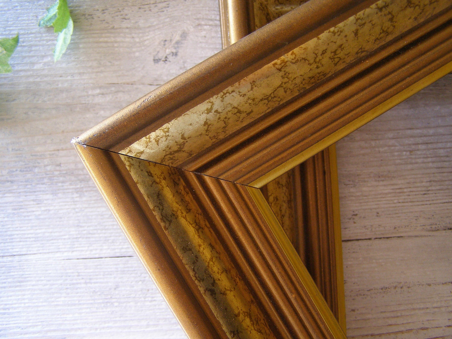Vintage wood Frames, Gold shade and brown wood frames