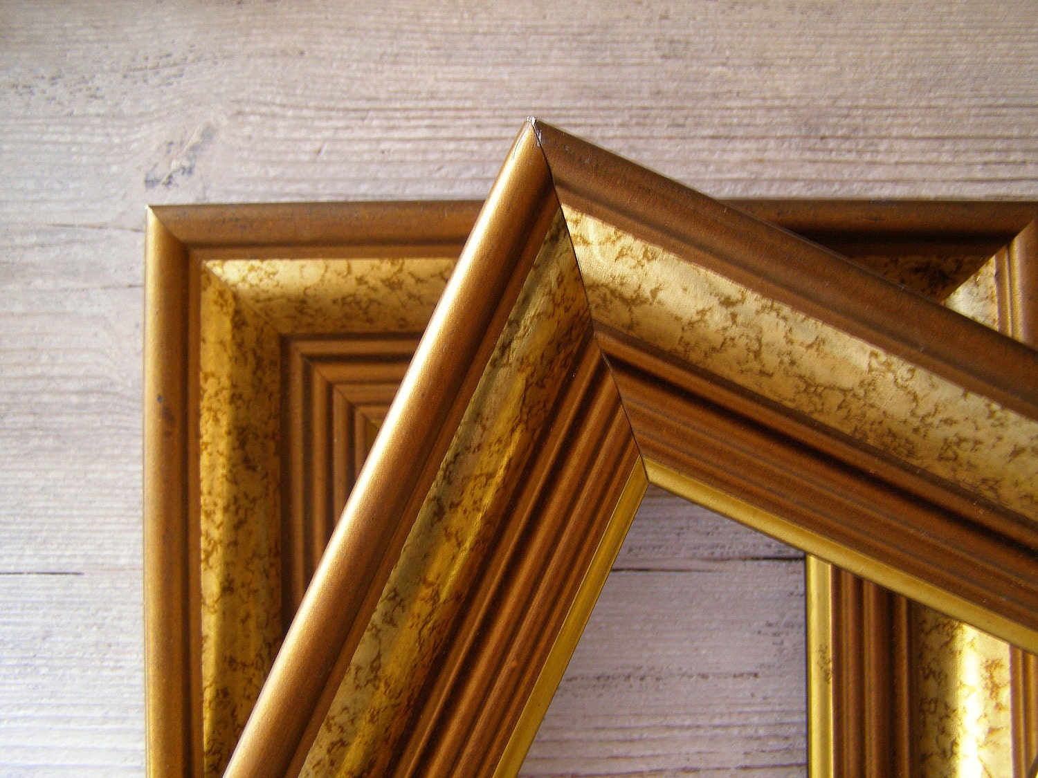 Vintage wood Frames, Gold shade and brown wood frames