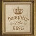 Daughter of the King Text Word Calligraphy with Crown Digital Image Download Transfer To Pillows Tote Tea Towels Burlap No. 2247 SEPIA
