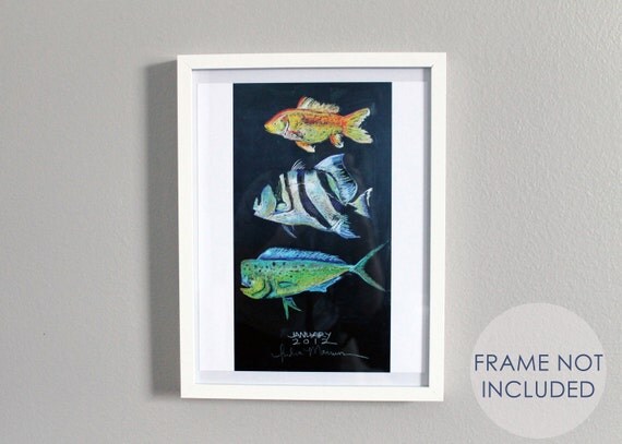 11x14 Limited Edition Chalkboard Drawing Print--January 2012