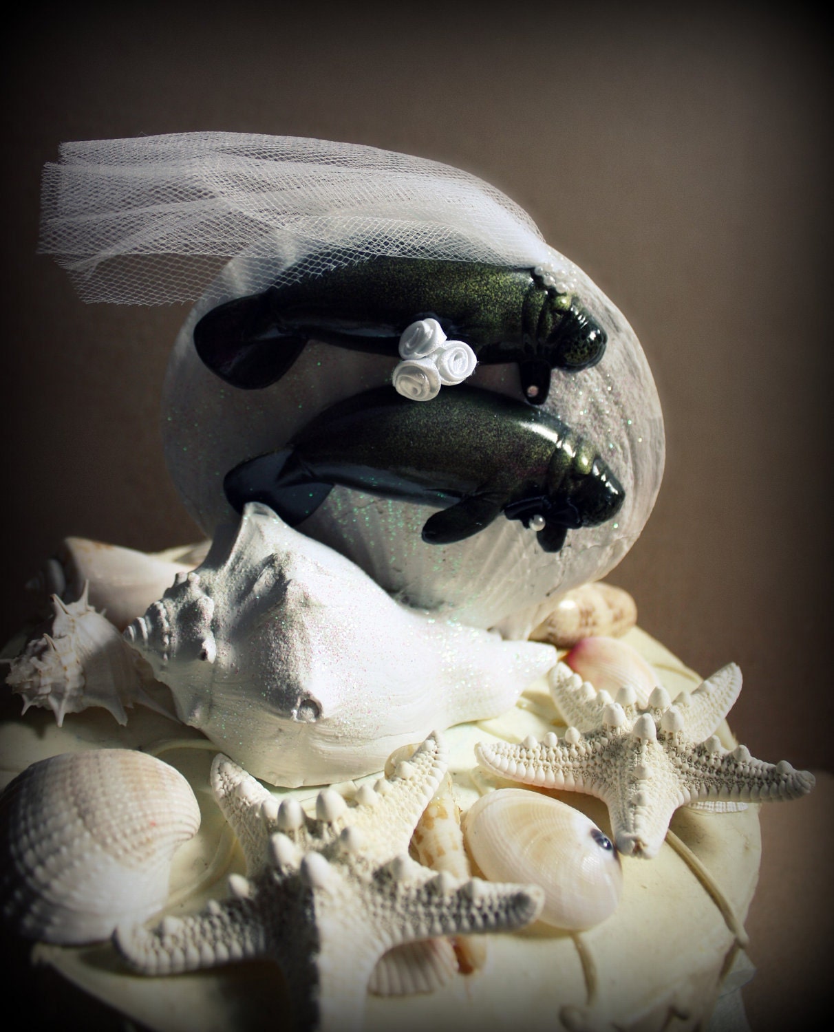 Manatee couple wedding cake topper-Beach wedding-Beach wedding topper-destination wedding-Manatees-wedding cake topper