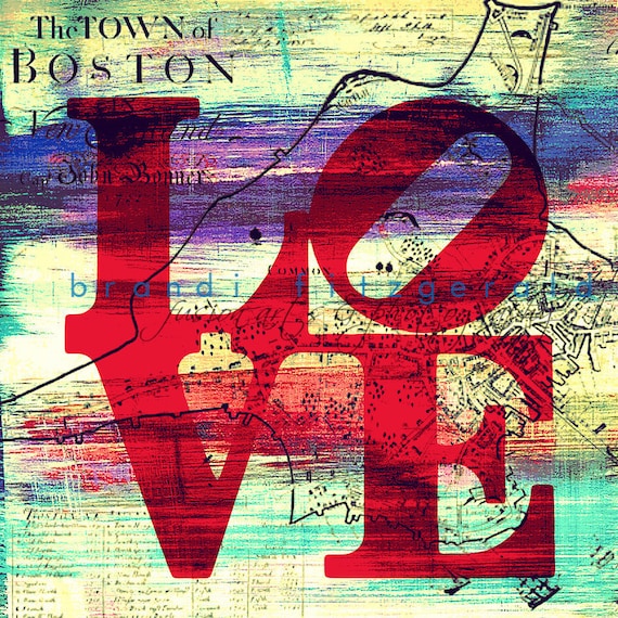 Love in Boston. 12" x 12"  City Fusion Paintographic Fine Art Print