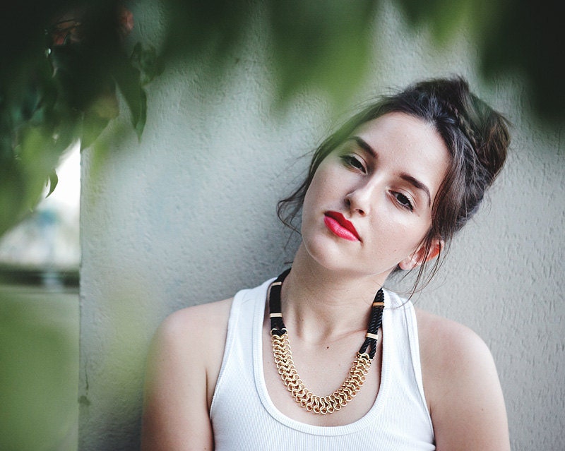 Statement Mix Rope&Chain Necklace in Gold by pardes israel