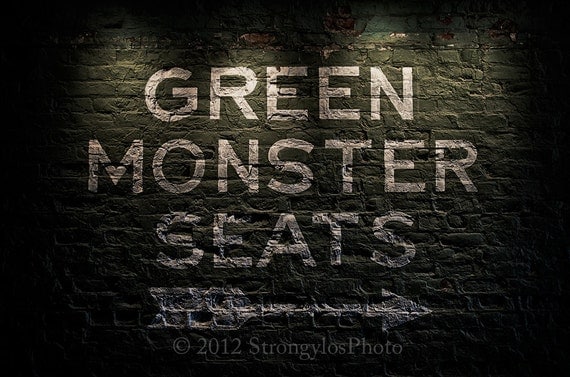 Fenway Park, Green Monster Seats, Boston Red Sox, 11x16.5, sports, baseball