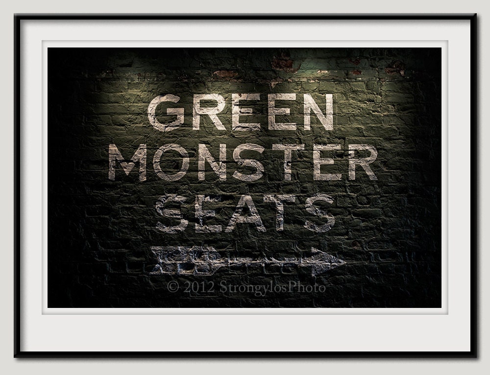 Fenway Park, Green Monster Seats, Boston Red Sox, 11x16.5, sports, baseball