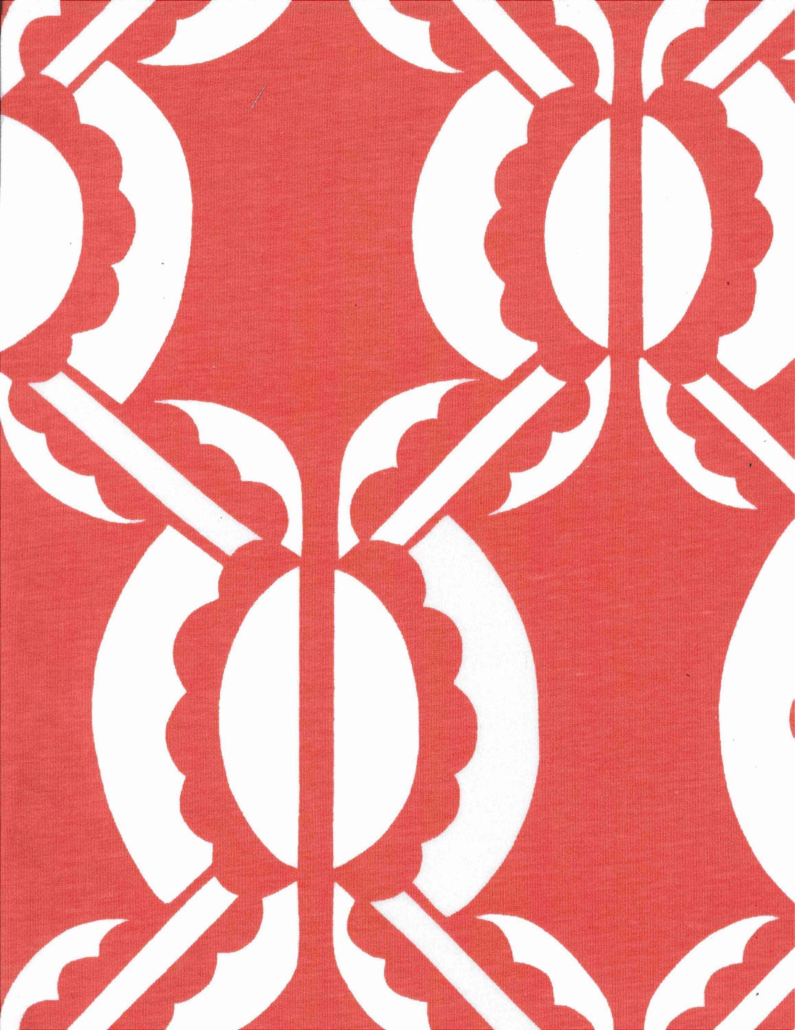Blossom organic cotton jersey, 59" wide, yardage screenprinted orange pink