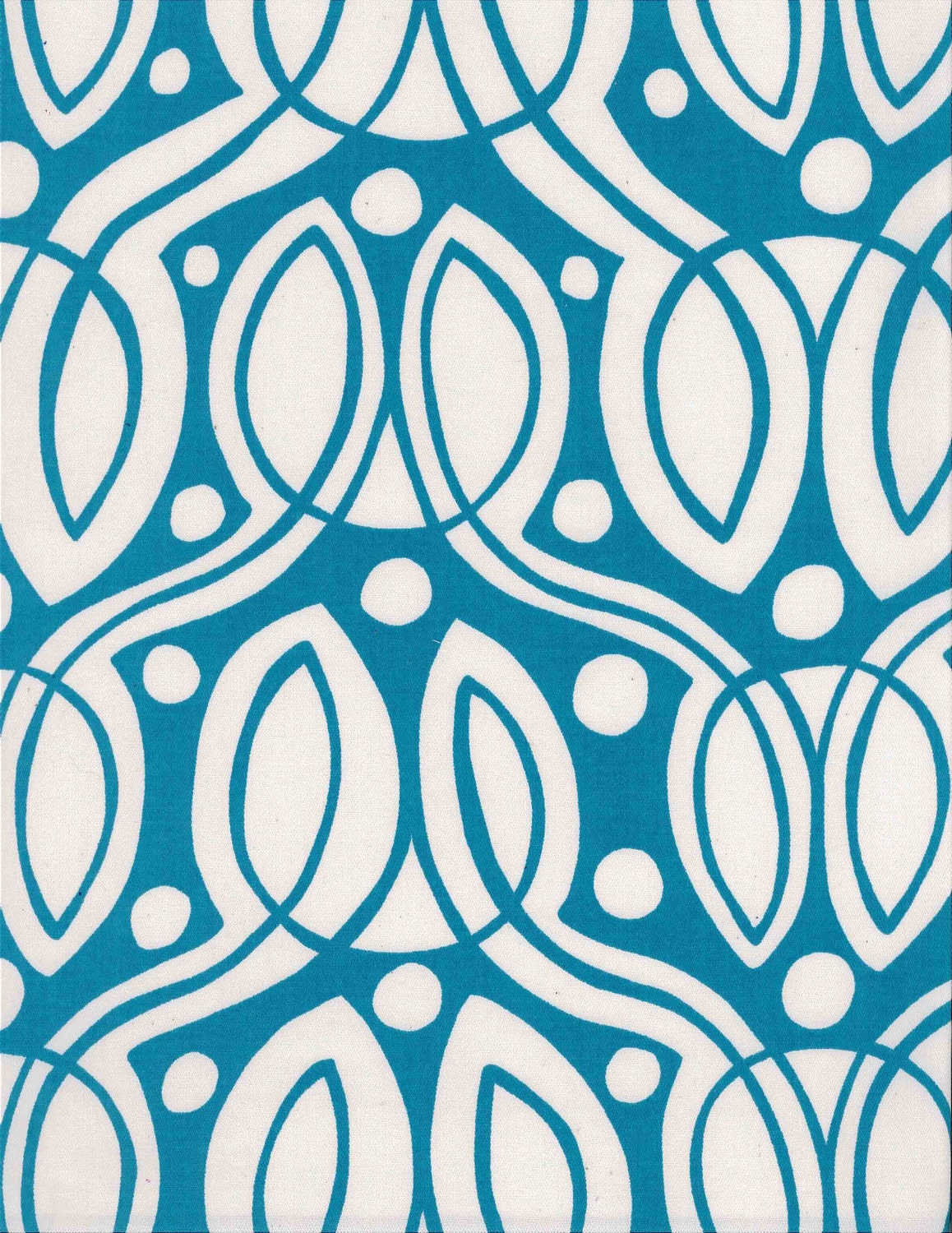 Lilypads organic cotton sateen fabric in turquoise blue screenprinted 59" wide yardage