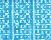 Bonnie 100% organic cotton twill, light blue screen printed fabric design yardage
