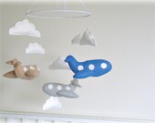 Musical airplane mobile - baby mobile - You pick your colors - Nursery Decor