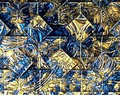 BRONZE & BLUE - Van Gogh Stained Glass Patterned Tile Squares