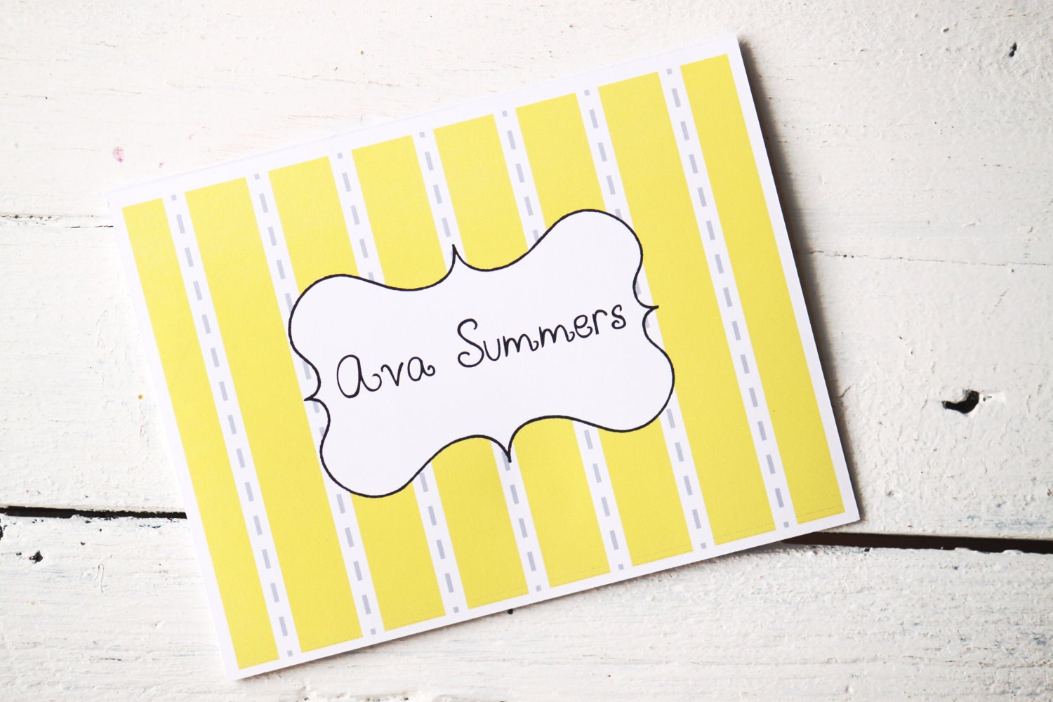 Custom Stationery Stationary Personalized Yellow and Grey Fold Over Note Cards Teacher Gift - Set of 10