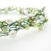 Wire Crochet Necklace, Green & White Beaded