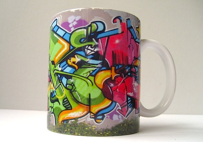 Graffiti Coffee Mug - Graffiti Art Mug - Colorful Coffee Mug - Office Coffee Mug - Street Art Ceramic Mug