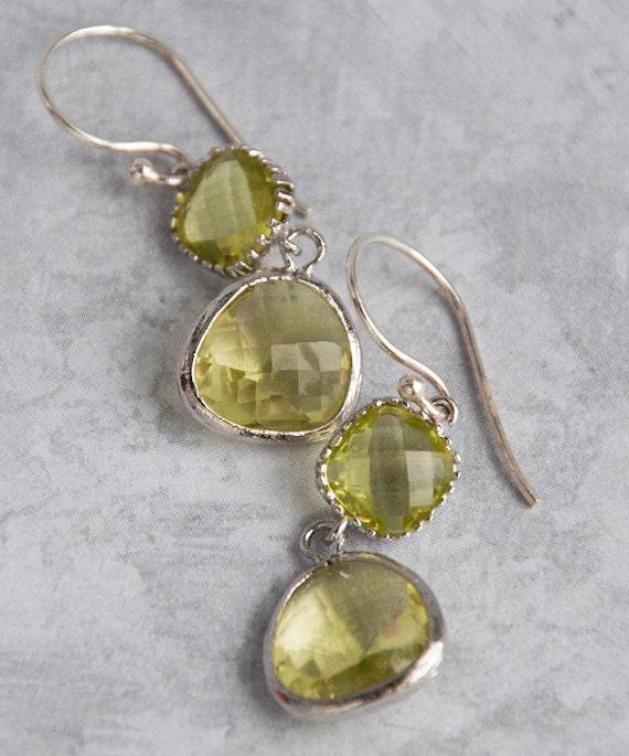 Apple Green Earrings Sterling Silver Earrings Dangle Earrings Bridal Jewelry Wedding Beach Bridesmaids
