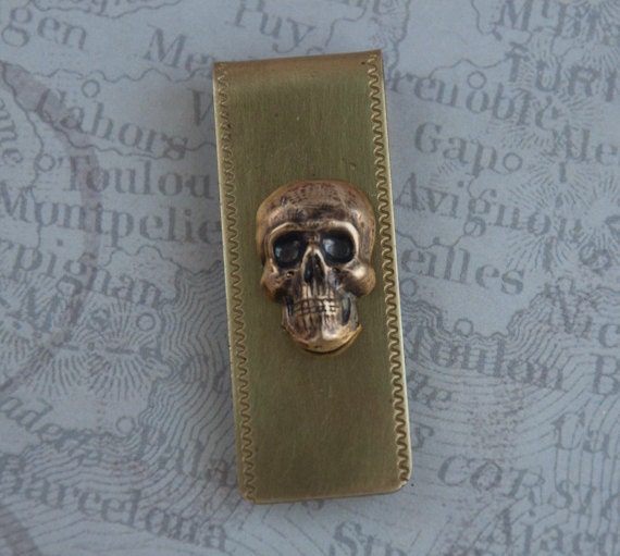 Skull Money Clip Solid Brass Vintage Style Gothic Victorian Steampunk Men's Accessories Father's Day Gifts