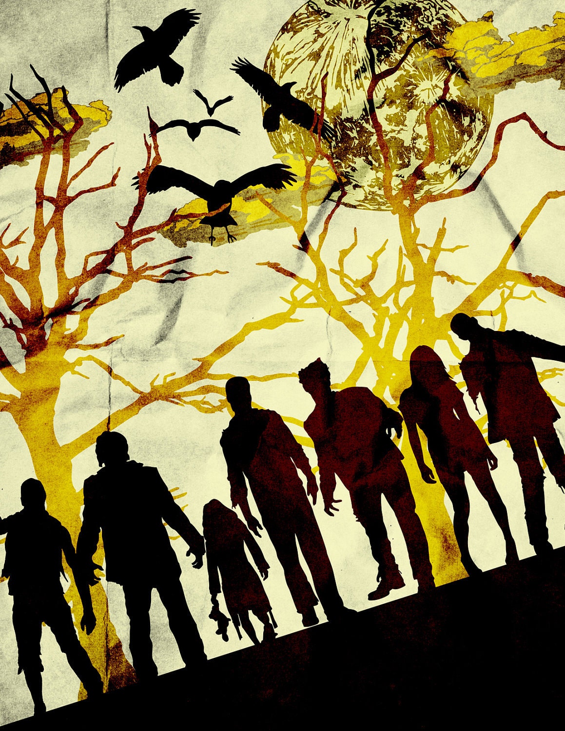8 1/2 x 11 Inch Zombie Horde 3 Graphic Print