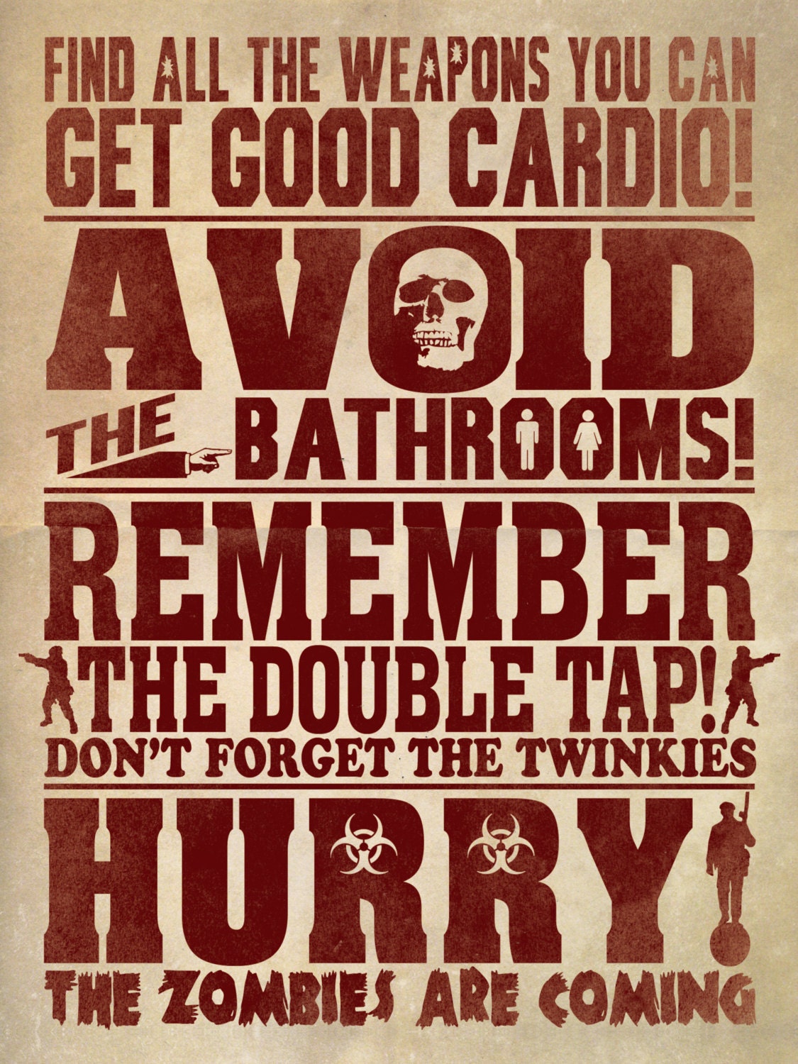 18 x 24 inch Zombie Rules 1 Typography Print