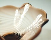 Brown swirl glass bowl, hand-blown glass vase, Soviet Union