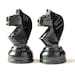 Vintage wood chess pieces, black chess, Soviet time
