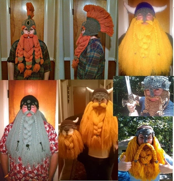 Crocheted Viking Dwarf Hat with Beard Made to Order