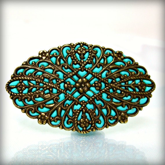 Teal pin brooch aqua brass old style jewelry handmade unique gifts for women designer jewelry stores2012