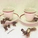 Vintage Pair Espresso Demitasse Cup Coffee Tea Maroon Gold Old World Charm Relaxed Weekends Gift for Him Her