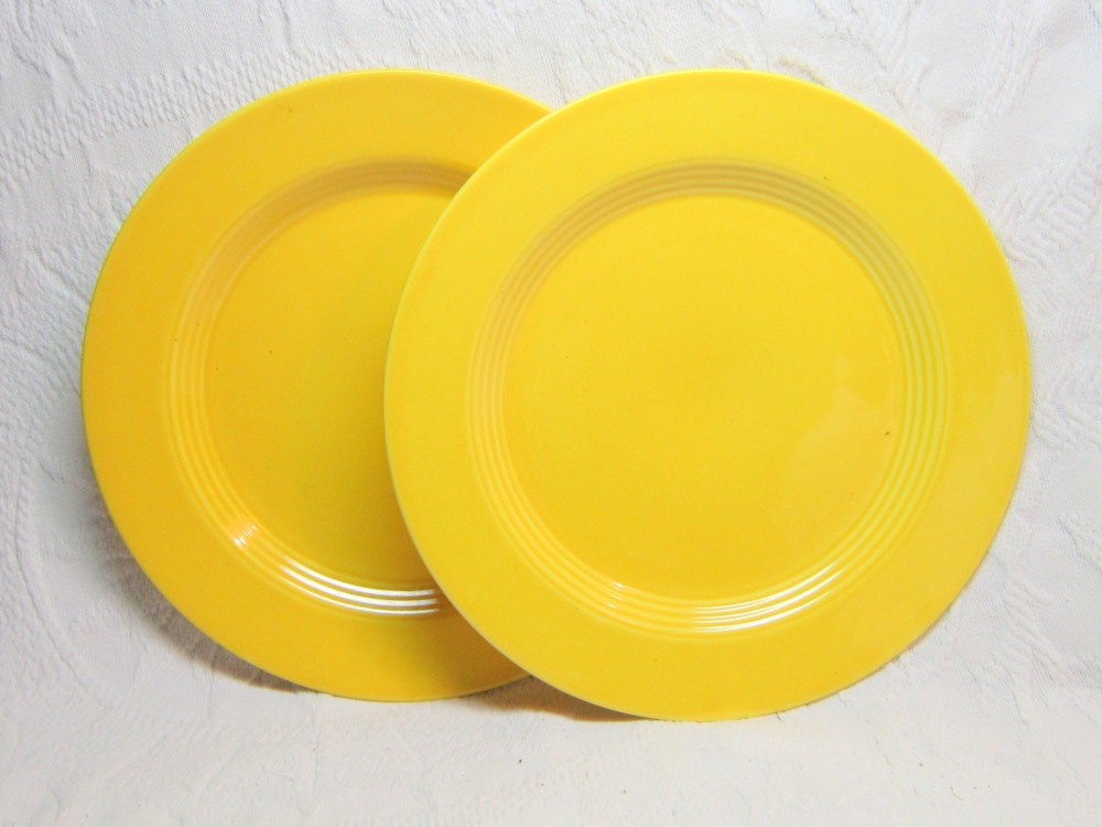 Yellow  Plate Vintage China Art Deco Serving Dinner Plate Homer Laughlin Plate Platter Harlequin Collectable Kitchen Home Decor