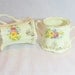 Sugar Creamer Set Victorian Shabby Chic  Housewares China Tea Wedding Party Gift for Her Roses Gold Pink Green