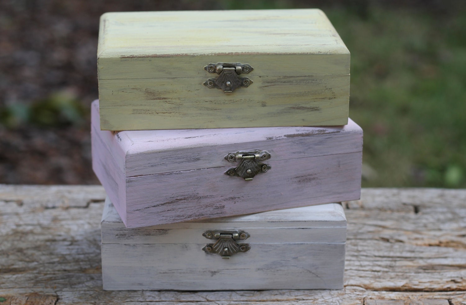 Bridesmaid Gift Box jewelry Box, Flower Girl Maid Of Honor Gift Box, Favor Box, Custom Distressed Color, Rustic Shabby Chic Wedding