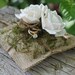 Wedding Ring Pillow With Paper Roses And Moss, Rustic, Shabby Chic Weddings