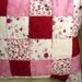 patchwork pillow- cream, pink and dark red