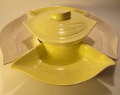 Vintage Lazy Susan L34 in yellow and white PRICE REDUCED