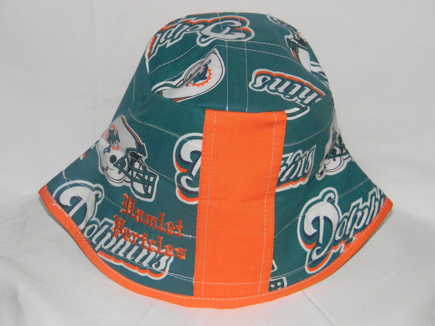 Miami Dolphins orange stripe bucket hat by Hamlet Pericles