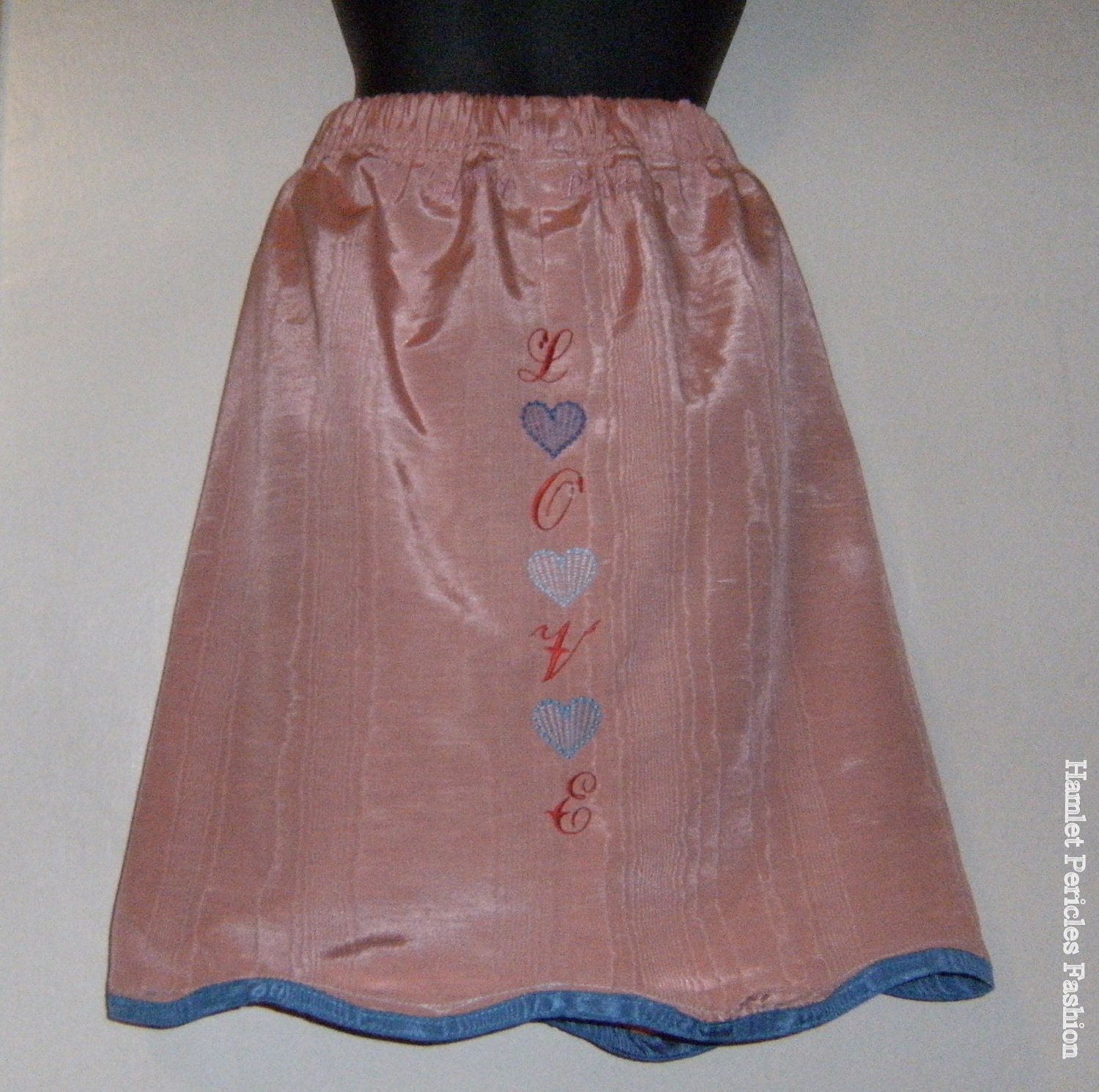 Pink Moiré love skirt with hearts by Hamlet Pericles