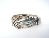 Unisex Sterling Silver and Gold Fill Wave Ring, Wire Wrapped, Custom Size