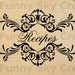 Recipes Vintage Script Frame - Burlap Digital Download Paper Word Text Typography Image Transfer To Pillows Tote Bag Tea Towels b177