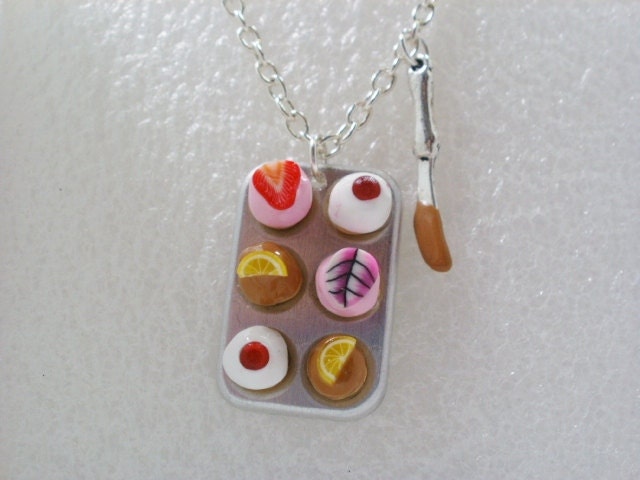 Muffin Pan/ Cupcake Pendant. Polymer Clay.